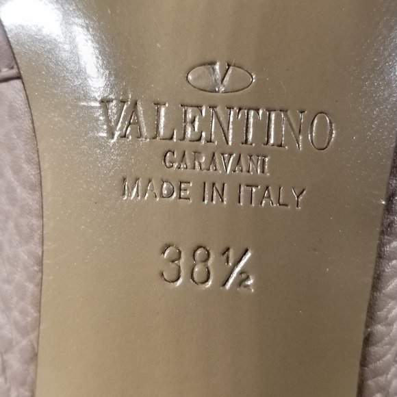 Valentino Rockstud Ankle Strap Pump Poudre Pebbled Leather Womens Size 8.5 /38.5 - Picture 14 of 14
